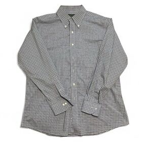 Ralph Lauren Blue and White Checkered Shirt Size 17 34/35 slim fit (XL)